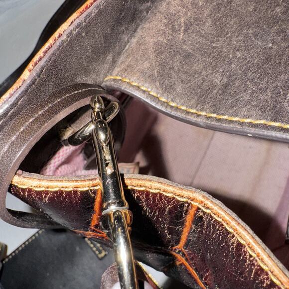 Vintage Dooney & Bourke Leather Square Hand Bag AuthenticConfirmed Medium Size - Picture 13 of 16